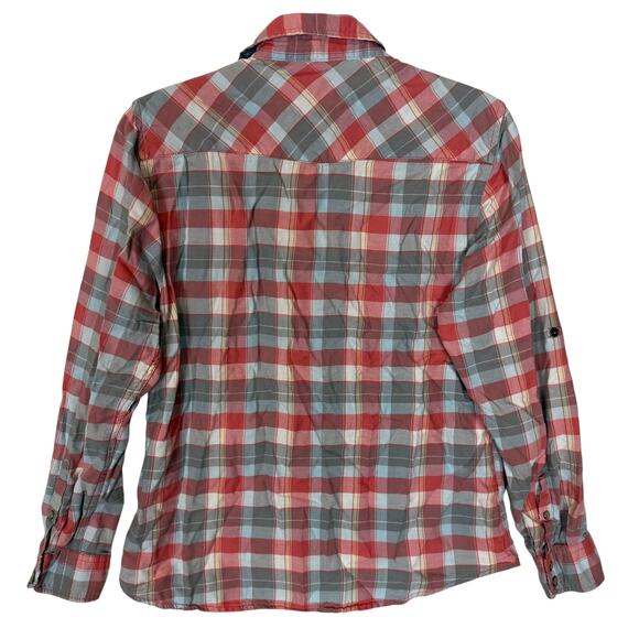 Jachs Girlfriend BEA Flannel Shirt Mens Small Blue Plaid Long Sleeve Snap - Picture 2 of 14